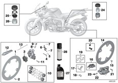 Goto diagram: BMW Classic Motorbike Model K 1200 R Sport (0585,0595)( USA ), Category 02.10 Service, brakes :: Diagram: 02_0170