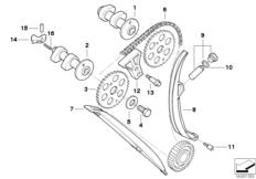 Goto diagram: BMW Classic Motorbike Model F 650 94 (0161)( ECE ), Category 11.34 TIMING GEAR - CAM SHAFT/CHAIN DRIVE :: Diagram: 11_1861