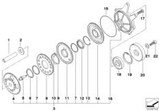 Goto diagram: BMW Classic Motorbike Model K 1200 S (0581,0591)( ECE ), Category 11.26 Alternator,starter overrunn.clutch drive :: Diagram: 11_3892