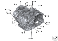 Goto diagram: BMW Classic Motorbike Model F 800 GS 08 (0219,0229)( USA ), Category 11.11 Engine housing mounting parts :: Diagram: 11_5083