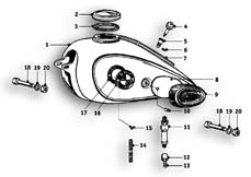Goto diagram: BMW Classic Motorbike Model R24( ECE ), Category 16.05 Fuel tank :: Diagram: 16_0410