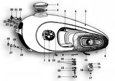 Goto diagram: BMW Classic Motorbike Model R25/3( ECE ), Category 16.05 Fuel tank :: Diagram: 16_0412