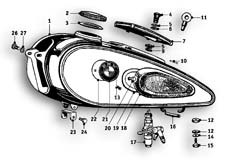 Goto diagram: BMW Classic Motorbike Model R51/2( ECE ), Category 16.05 Fuel tank :: Diagram: 16_0416