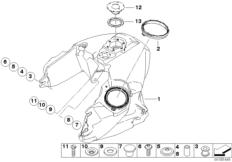 Goto diagram: BMW Classic Motorbike Model R 1200 ST (0328,0338)( USA ), Category 16.11 Fuel tank :: Diagram: 16_0744