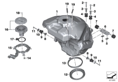 Goto diagram: BMW Classic Motorbike Model S 1000 XR (0D03, 0D13)( USA ), Category 16.11 Fuel tank / fastening parts :: Diagram: 16_1012