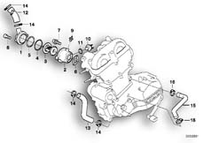 Goto diagram: BMW Classic Motorbike Model F 650 94 (0161)( ECE ), Category 17.12 THERMOSTAT/RADIATOR HOSES :: Diagram: 17_0120