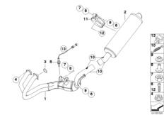 Goto diagram: BMW Classic Motorbike Model F 800 GS 08 (0219,0229)( ECE ), Category 18.51 Exhaust system parts with mounting :: Diagram: 18_0753