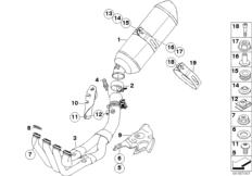 Goto diagram: BMW Classic Motorbike Model K 1300 R (0518,0519)( ECE ), Category 18.51 Exhaust system parts with mounting :: Diagram: 18_0822