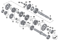 Goto diagram: BMW Classic Motorbike Model F 800 GS 13 (0B02, 0B12)( USA ), Category 23.05 6-speed gearbox/wheel-set parts :: Diagram: 23_1193
