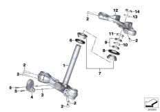 Goto diagram: BMW Classic Motorbike Model R nineT Scrambler (0J31, 0J33)( USA ), Category 31.42 Fork bridge, bottom / top :: Diagram: 31_1304