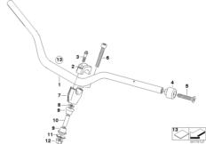 Goto diagram: BMW Classic Motorbike Model F 800 GS 08 (0219,0229)( USA ), Category 32.71 Handlebar :: Diagram: 32_1768