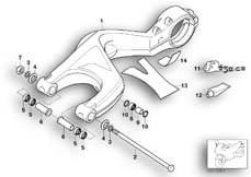 Goto diagram: BMW Classic Motorbike Model F 650 CS 04 (0177,0187)( ECE ), Category 33.35 Rear wheel swinging arm :: Diagram: 33_1129