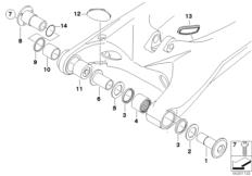 Goto diagram: BMW Classic Motorbike Model G 650 Xmoto (0167,0197)( ECE ), Category 33.35 Rear wheel swinging arm, mounting :: Diagram: 33_1399