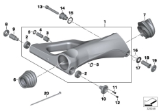 Goto diagram: BMW Classic Motorbike Model K 1600 Bagger (0F51, 0F53)( ECE ), Category 33.35 Rear wheel swinging arm :: Diagram: 33_1601
