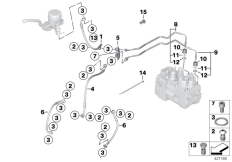 Goto diagram: BMW Classic Motorbike Model R 1200 ST (0328,0338)( ECE ), Category 34.32 Brake line, front, I-ABS, Generation 1 :: Diagram: 34_1855