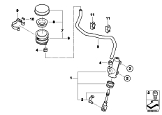 Goto diagram: BMW Classic Motorbike Model R 1100 S 98 (0422,0432)( USA ), Category 34.31 Rear brake master cylinder w container :: Diagram: 34_2022