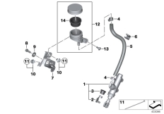 Goto diagram: BMW Classic Motorbike Model S 1000 R (0D22)( BRA ), Category 34.31 Rear brake master cylinder w container :: Diagram: 34_2131