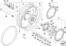 Goto diagram: BMW Classic Motorbike Model F 800 GS 08 (0219,0229)( ECE ), Category 36.31 Spoke wheel, rear :: Diagram: 36_1429
