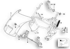 Goto diagram: BMW Classic Motorbike Model K 1200 RS 97 (0544,0554)( USA ), Category 46.63 Windshield, adjustable/mounting parts :: Diagram: 46_0012