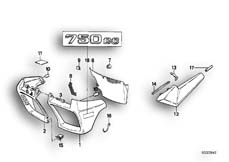 Goto diagram: BMW Classic Motorbike Model K 75 RT (0565,0573)( ECE ), Category 46.50 RADIATOR TRIM/BATTERY COVER :: Diagram: 46_0146
