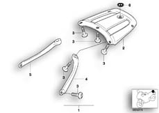 Goto diagram: BMW Classic Motorbike Model K 1200 RS 97 (0544,0554)( ECE ), Category 46.54 Luggage grid set/single parts :: Diagram: 46_0381