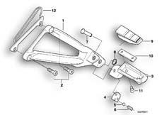 Goto diagram: BMW Classic Motorbike Model R 1100 S 98 (0422,0432)( ECE ), Category 46.71 FOOTPEG PLATE/REAR FOOTPEG :: Diagram: 46_0525