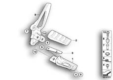 Goto diagram: BMW Classic Motorbike Model R 1200 S (0366,0396)( USA ), Category 46.71 FOOTPEG PLATE/FRONT FOOTPEG :: Diagram: 46_0969