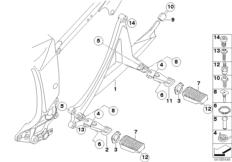 Goto diagram: BMW Classic Motorbike Model K 1200 GT (0587,0597)( ECE ), Category 46.71 Footpeg system :: Diagram: 46_1037