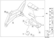 Goto diagram: BMW Classic Motorbike Model G 650 Xcountry 08 (0141,0151)( USA ), Category 46.71 FOOTPEG PLATE/REAR FOOTPEG :: Diagram: 46_1111