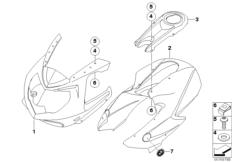 Goto diagram: BMW Classic Motorbike Model HP2 Sport (0458, 0468)( USA ), Category 46.63 Trim-panel components :: Diagram: 46_1163