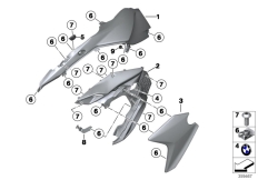 Goto diagram: BMW Classic Motorbike Model F 800 GS 17 (0B37)( THA ), Category 46.63 Fairing side section, front :: Diagram: 46_1462