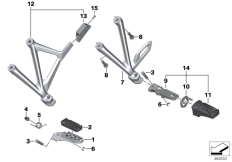 Goto diagram: BMW Classic Motorbike Model R 1200 GS (0A01, 0A11)( ECE ), Category 46.71 FRONT AND REAR FOOTPEG :: Diagram: 46_1476