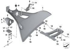 Goto diagram: BMW Classic Motorbike Model K 1600 Bagger (0F51, 0F53)( USA ), Category 46.63 Radiator cowl, auxiliary headlight :: Diagram: 46_1888