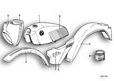 Goto diagram: BMW Classic Motorbike Model R 80 G/S( ECE ), Category 51.20 PAINTED PARTS 629 ALPINWEISS/HENNAROT :: Diagram: 51_0042