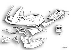 Goto diagram: BMW Classic Motorbike Model K 100 RS (0523,0533)( USA ), Category 51.20 Painted parts 662 yucagrün :: Diagram: 51_0108