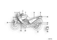 Goto diagram: BMW Classic Motorbike Model F 650 94 (0161)( ECE ), Category 51.20 Painted parts, 715 tiefschwarz :: Diagram: 51_0168