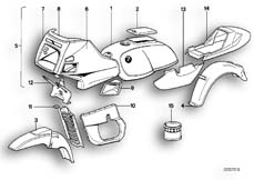 Goto diagram: BMW Classic Motorbike Model R 80 RT( ECE ), Category 51.20 PAINTED PARTS 635 BRILLANTSILBER :: Diagram: 51_2674