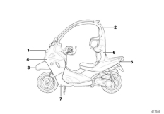 Goto diagram: BMW Classic Motorbike Model C1 200 (0192)( ECE ), Category 51.20 Primed parts :: Diagram: 51_2835