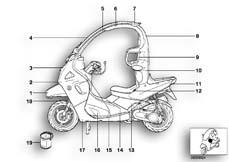 Goto diagram: BMW Classic Motorbike Model C1 (0191)( ECE ), Category 51.20 Painted parts 772 kalahari :: Diagram: 51_4121