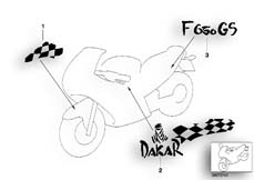 Goto diagram: BMW Classic Motorbike Model F 650 GS Dakar 00 (0173,0183)( ECE ), Category 51.05 Sticker, Auraweiß :: Diagram: 51_4226