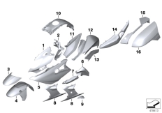 Goto diagram: BMW Classic Motorbike Model K 1600 GT 17 (0F01, 0F11)( ECE ), Category 51.20 Painted parts U751 alpinweiss 3 plain :: Diagram: 51_4371