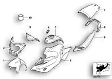 Goto diagram: BMW Classic Motorbike Model R 1100 S 98 (0422,0432)( ECE ), Category 51.20 Painted Parts 845 Mandarin/Titangrau :: Diagram: 51_5072