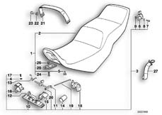 Goto diagram: BMW Classic Motorbike Model K 1100 LT (0526, 0536)( ECE ), Category 52.53 SLIDING DUAL SEAT :: Diagram: 52_1020