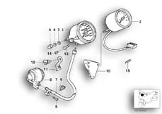 Goto diagram: BMW Classic Motorbike Model R 850 GS 95 (0403)( ECE ), Category 62.11 SPEEDOMETER/REV. COUNTER :: Diagram: 62_0249