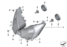 Goto diagram: BMW Classic Motorbike Model C evolution (0C23)( USA ), Category 63.12 Headlight :: Diagram: 63_1604