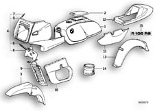 Goto diagram: BMW Classic Motorbike Model R 100 RS( ECE ), Category 71.15 PAINTED PARTS 656 CLASSICSCHWARZ :: Diagram: 71_0145