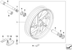 Goto diagram: BMW Classic Motorbike Model R 1200 R 06 (0378,0398)( ECE ), Category 77.21 HP forged wheels :: Diagram: 77_0097