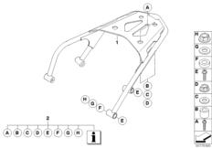 Goto diagram: BMW Classic Motorbike Model G 650 Xcountry 08 (0141,0151)( ECE ), Category 77.44 Topcase carrier :: Diagram: 77_0195