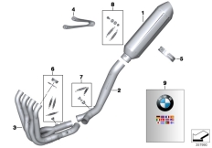 Goto diagram: BMW Classic Motorbike Model S 1000 RR 10 (0507,0517)( USA ), Category 77.11 Single parts Race exhaust system :: Diagram: 77_0382