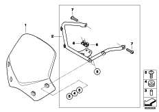 Goto diagram: BMW Classic Motorbike Model R 1200 R 11 (0400,0490)( USA ), Category 77.33 Sport windscreen :: Diagram: 77_0443